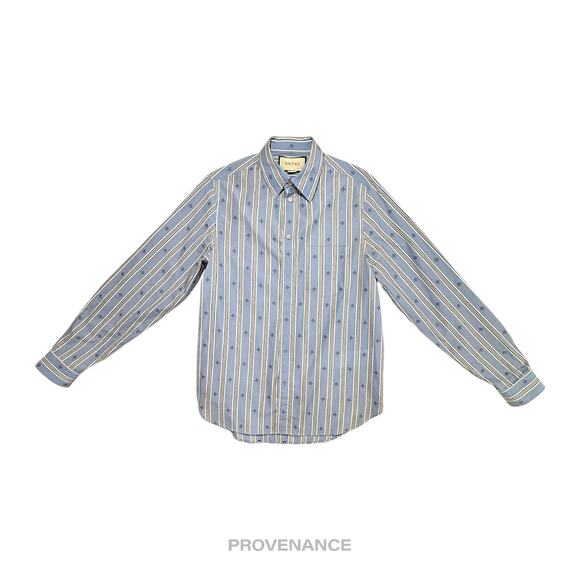 🔴 Gucci Fil Coupe Shirt - Blue Bee Stripe 38 15 - Picture 1 of 14